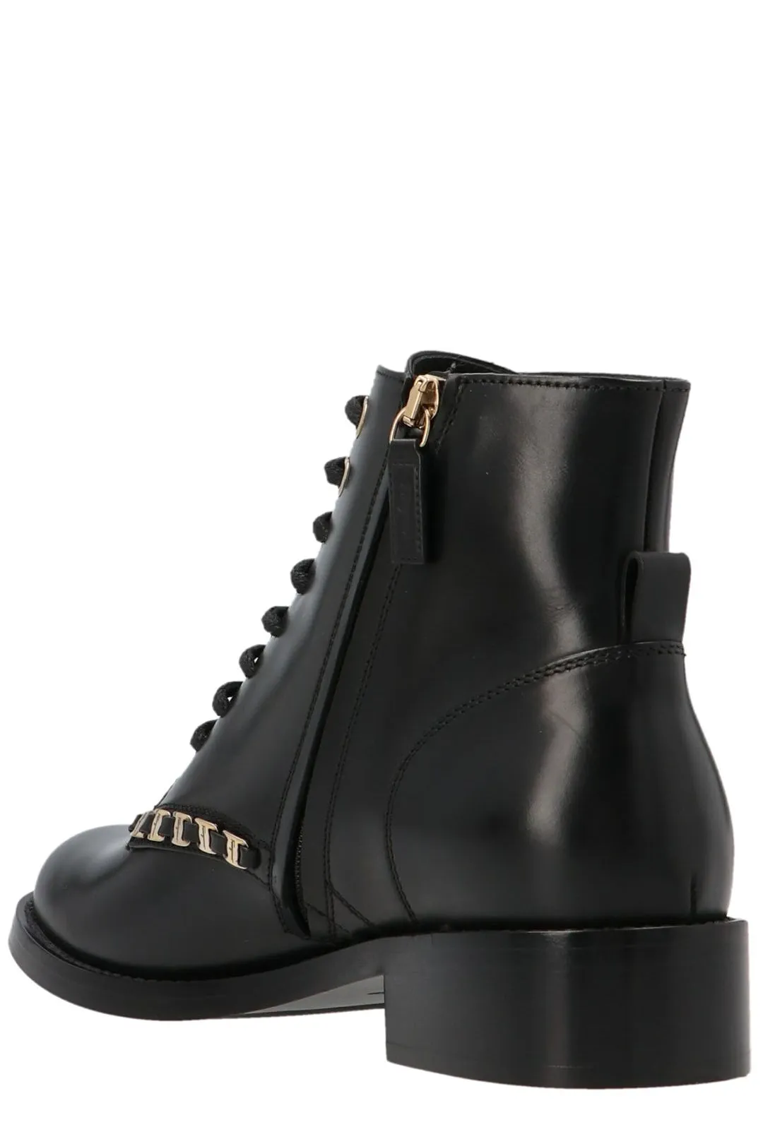 Salvatore Ferragamo Vara Chain Detailed Combat Boots