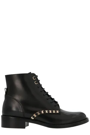 Salvatore Ferragamo Vara Chain Detailed Combat Boots