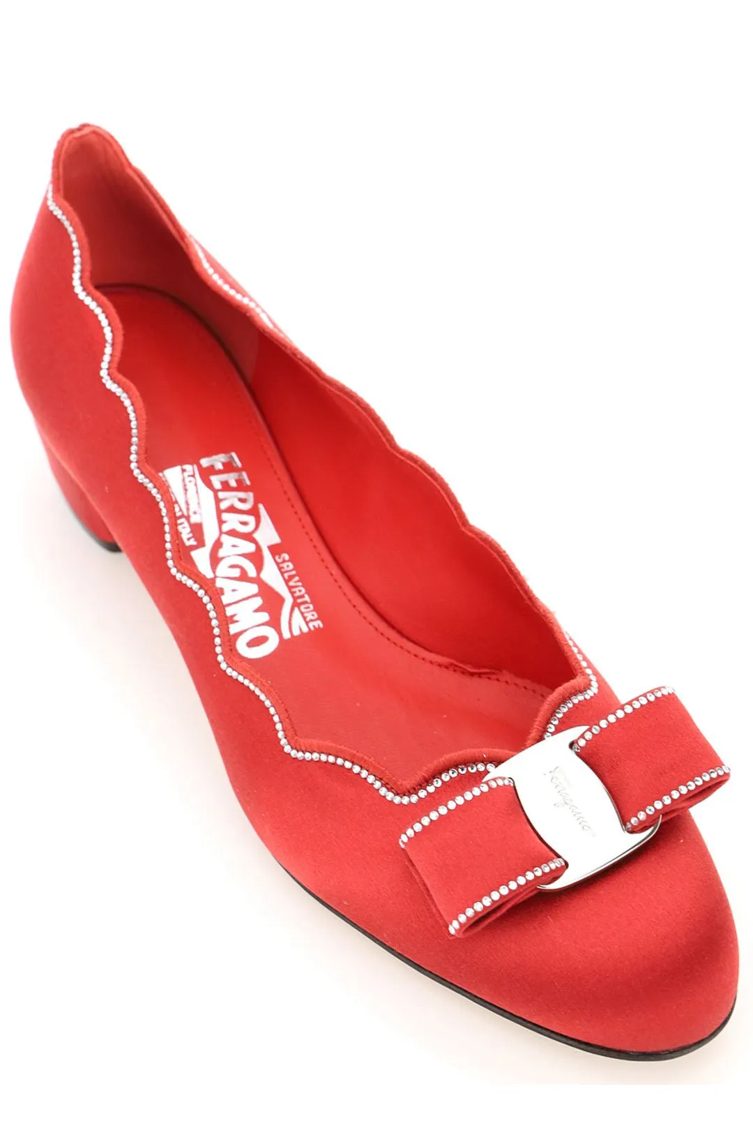 Salvatore Ferragamo Vara Shell Studded Pumps