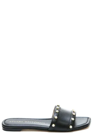 Stuart Weitzman Embellished Square Toe Sandals
