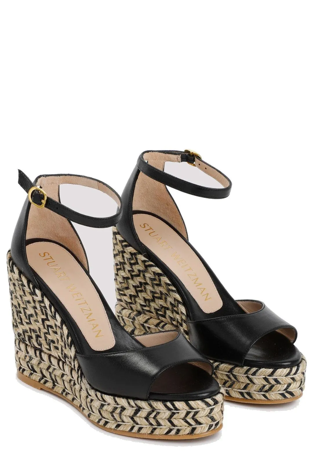 Stuart Weitzman Open-Toe Woven Sandals