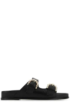 Stuart Weitzman Piper Buckled Slide Sandals