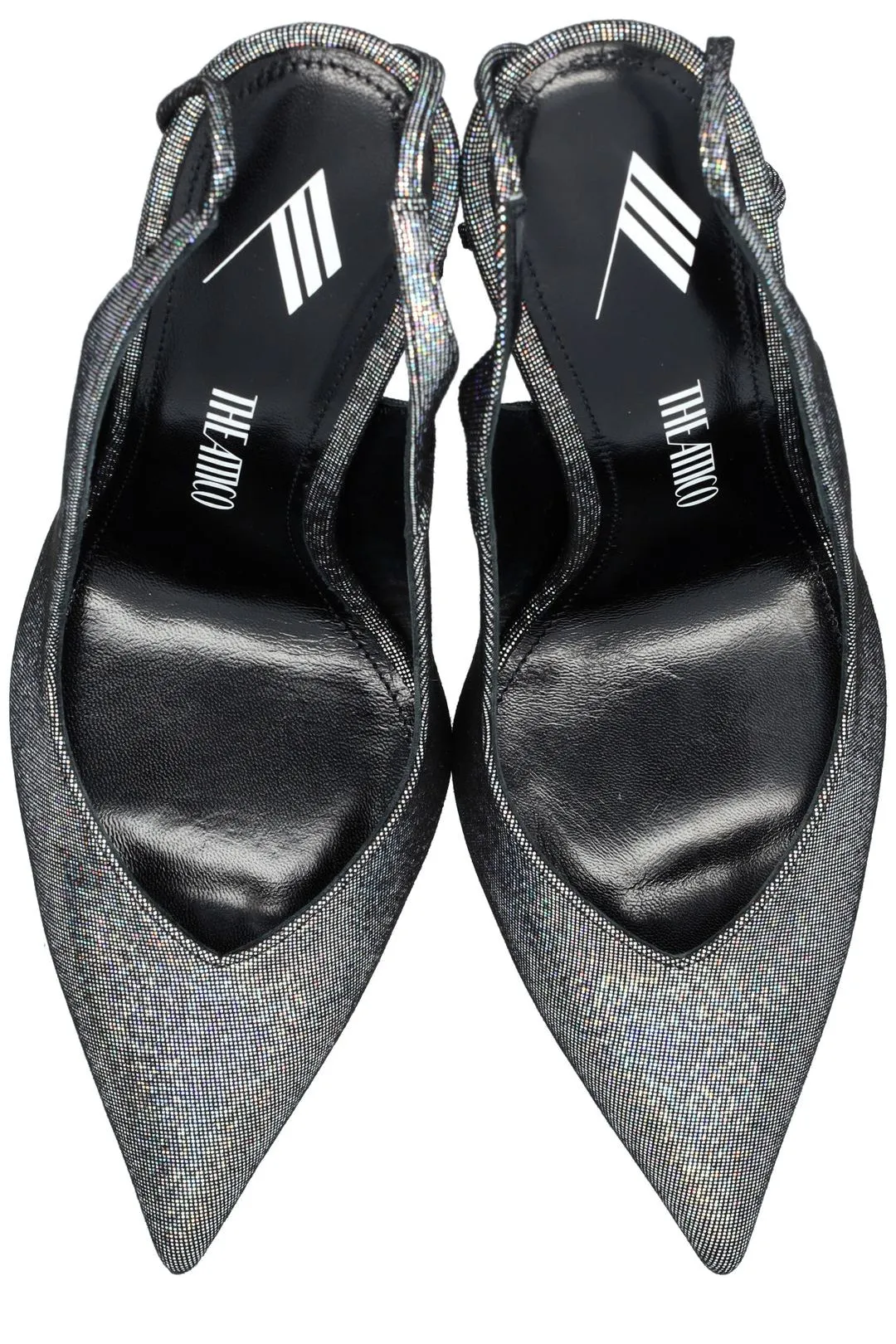 The Attico Venus Strapped Glitter-Embellished Pumps