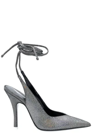 The Attico Venus Strapped Glitter-Embellished Pumps