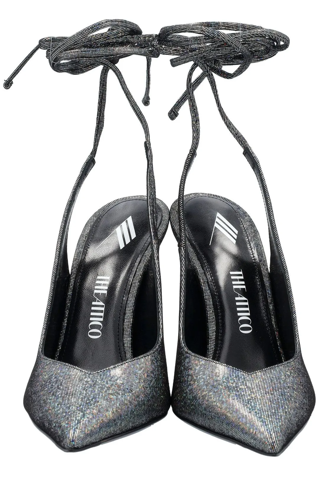 The Attico Venus Strapped Glitter-Embellished Pumps