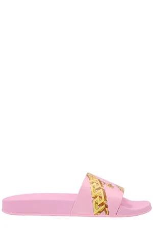 Versace Logo Printed Slide Sandals