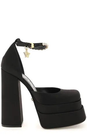 Versace Medusa Head Charm Satin Platform Pumps