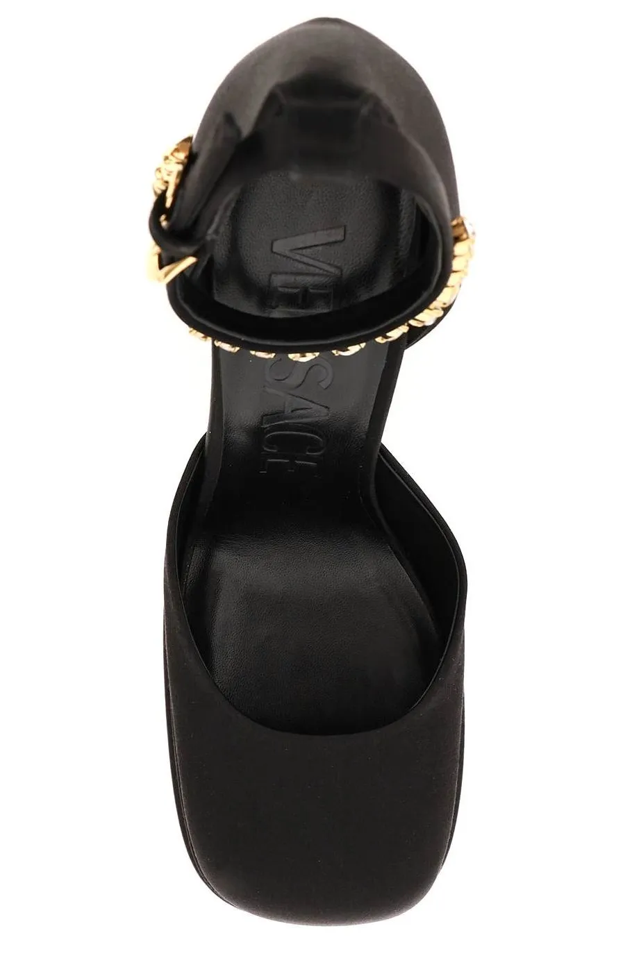Versace Medusa Head Charm Satin Platform Pumps