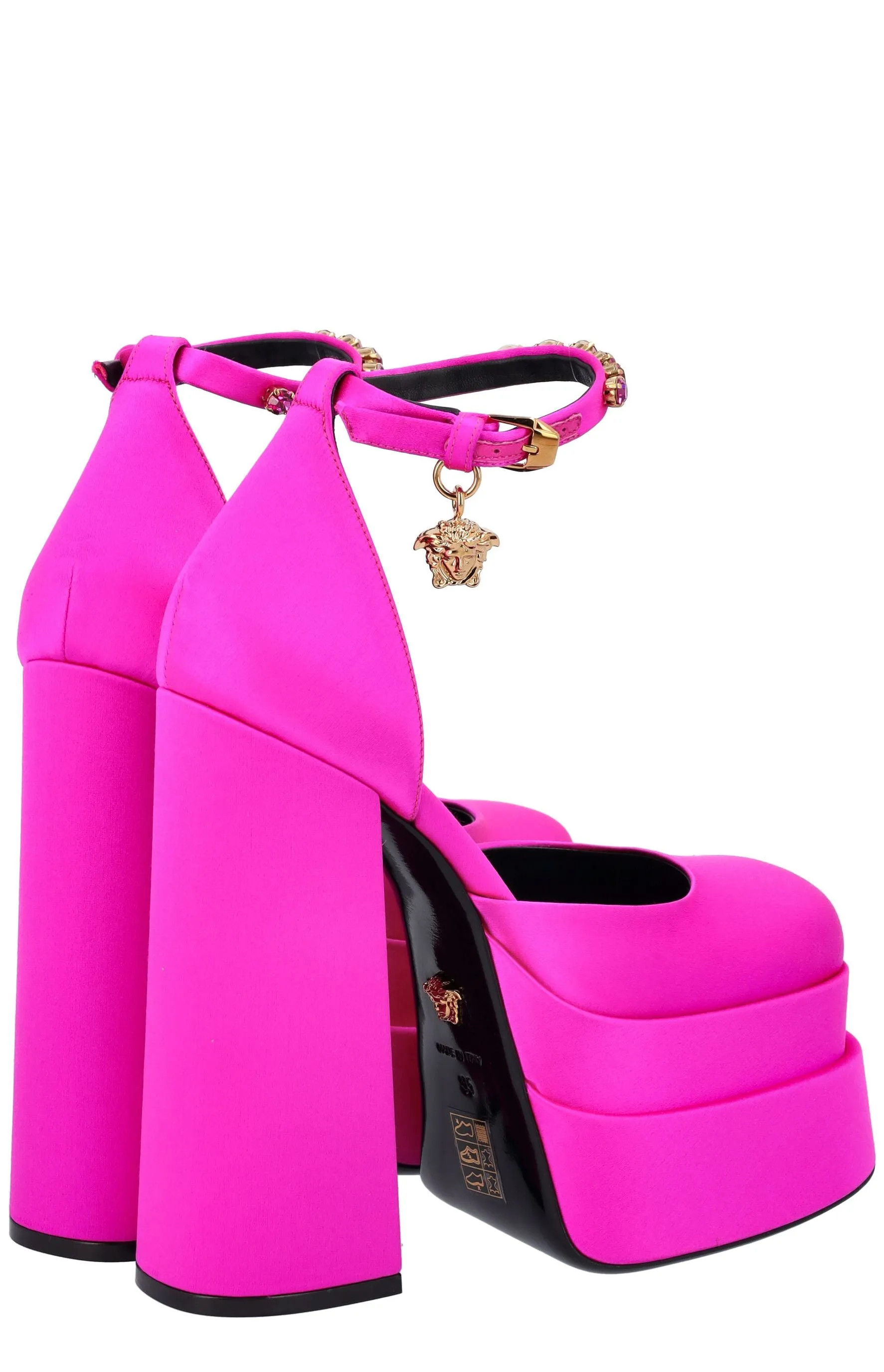 Versace Medusa Head Charm Satin Platform Pumps