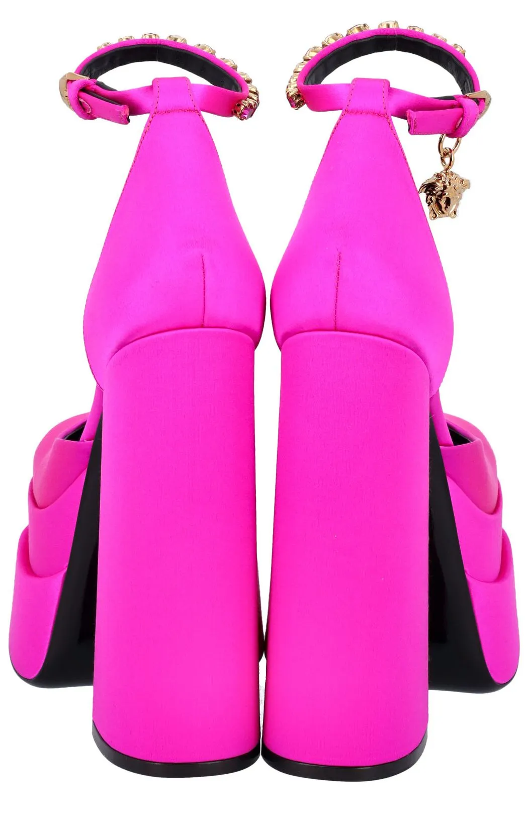 Versace Medusa Head Charm Satin Platform Pumps