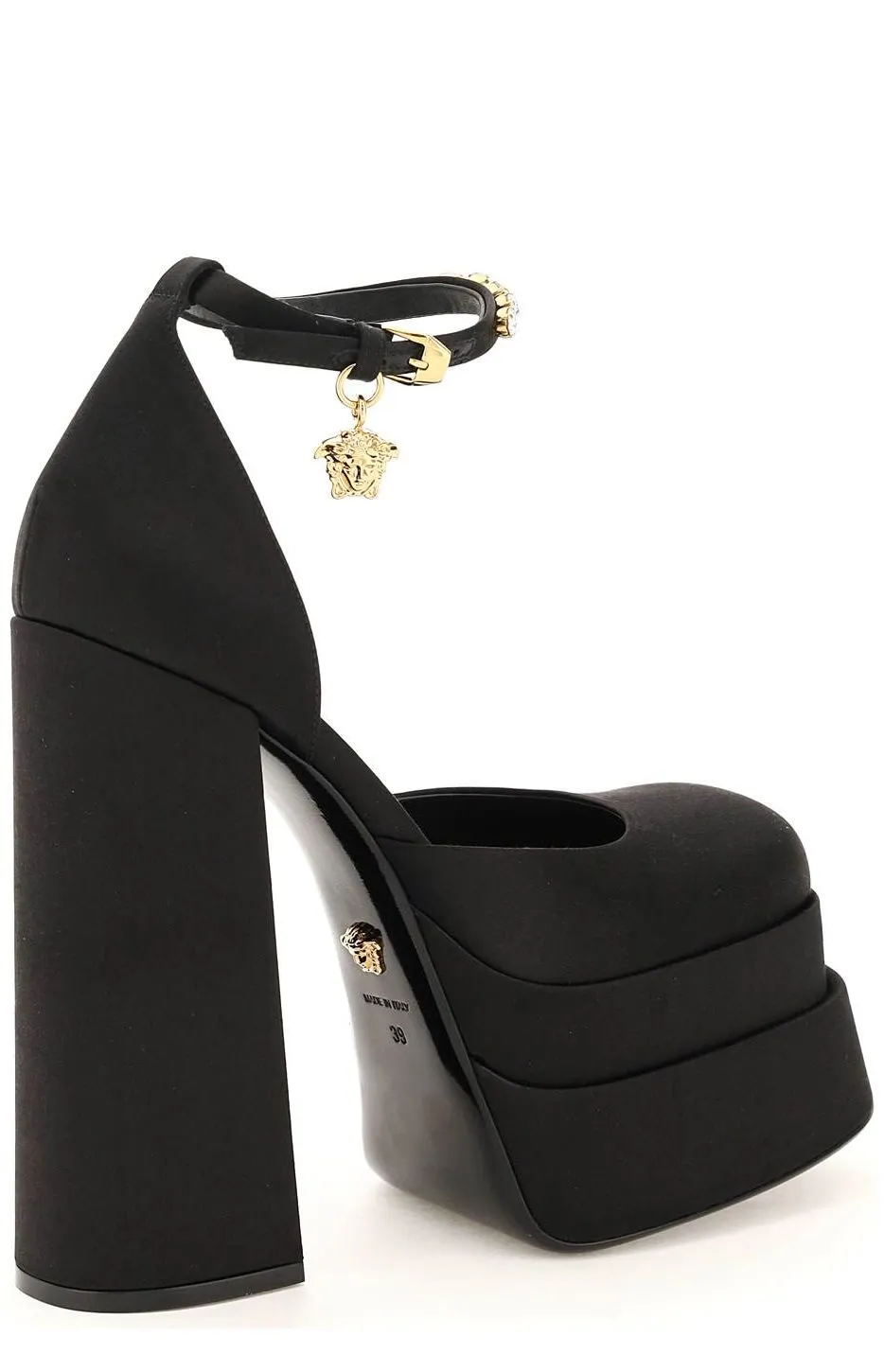 Versace Medusa Head Charm Satin Platform Pumps